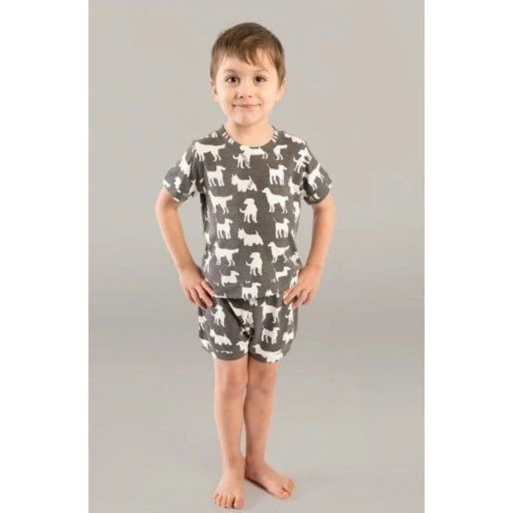 Kate Quinn Retro Shortie &‎ Top Set Blackboard Dogs Bamboo Kids 7Y NWT